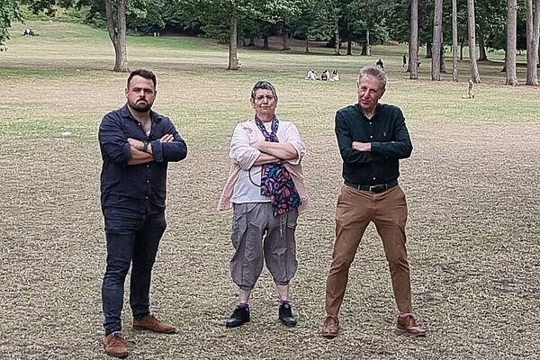 Cllr Tromans, David Sheppard and Lois Bramall oppose the fair in Mary Stevens Park